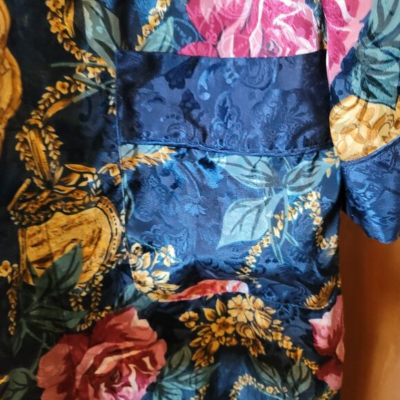 Victoria Secret floral Robe Kimono Gold Label Vintage Made In Hong Kong Size M/L - Picture 3 of 8